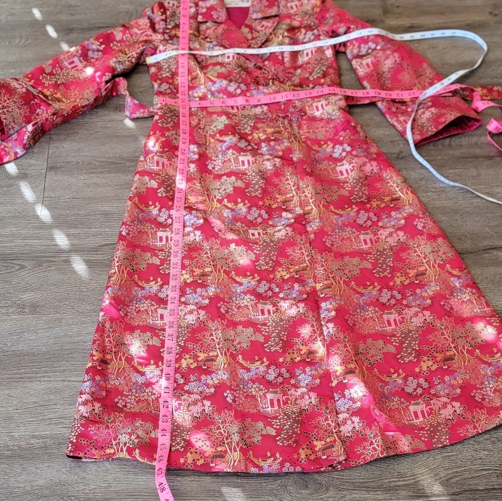 Vintage Kimono Robe Red Brocade Robe #3003 - Picture 12 of 14